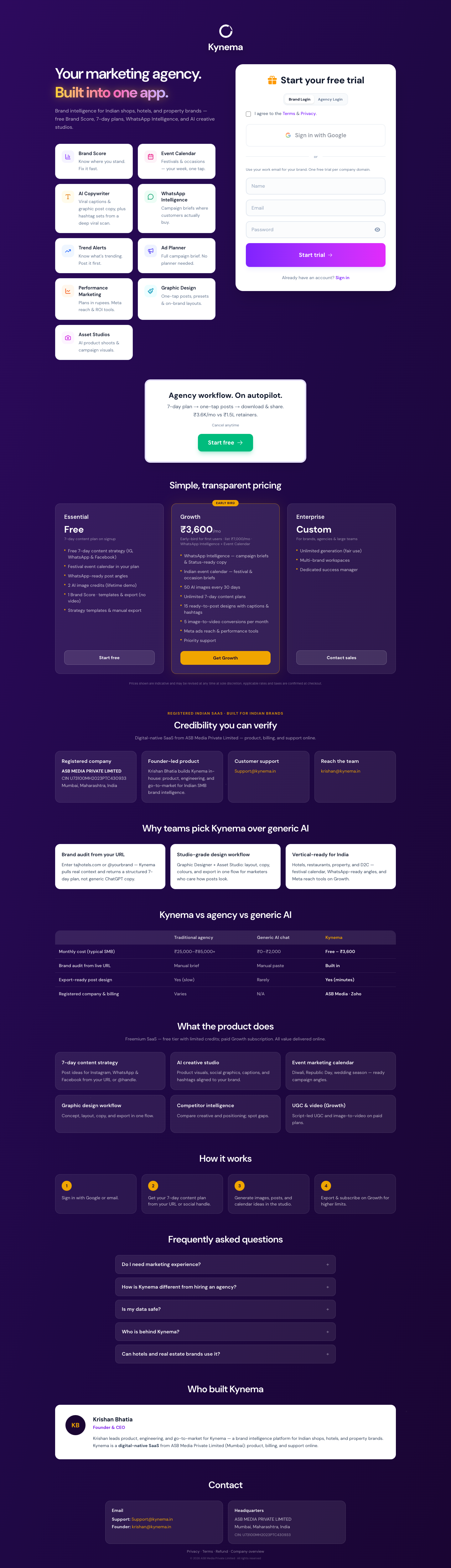Kynema.AI — marketing agency built into one app